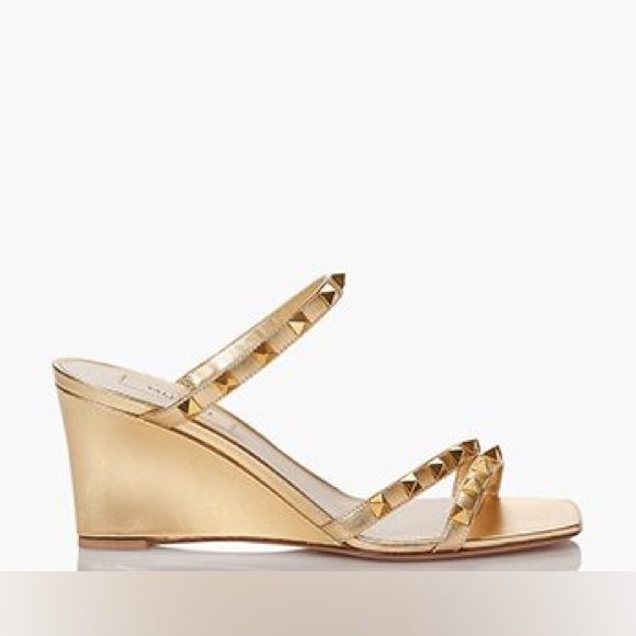 Valentino Garavani Shoes - Valentino Garavani Rockstud Wedge Sandal Sz 36 Gold